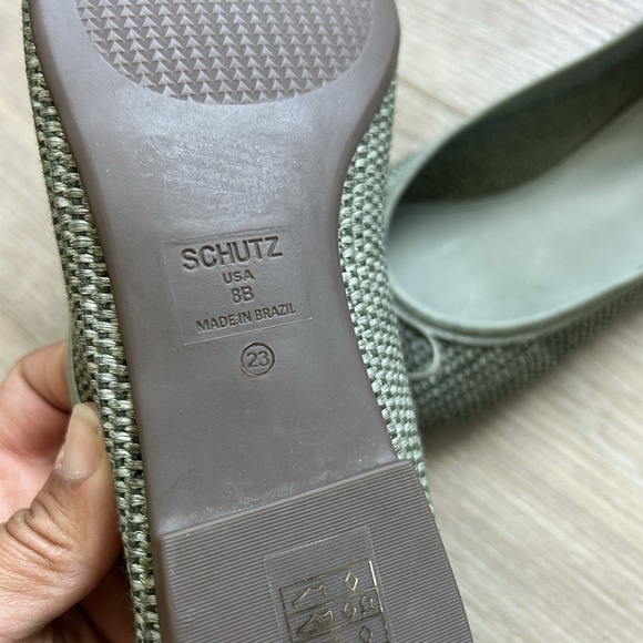 Schutz Leather & Raffia‎ Flats Dark Ivy Womens Size 8 NWOB - Picture 9 of 10